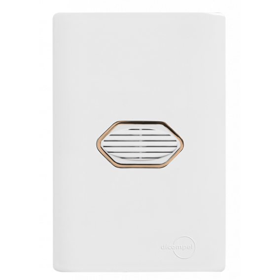 Cj Campainha Cigarra Bivolt (SOM) 4x2 - Novara Branco C/ Ouro Rose